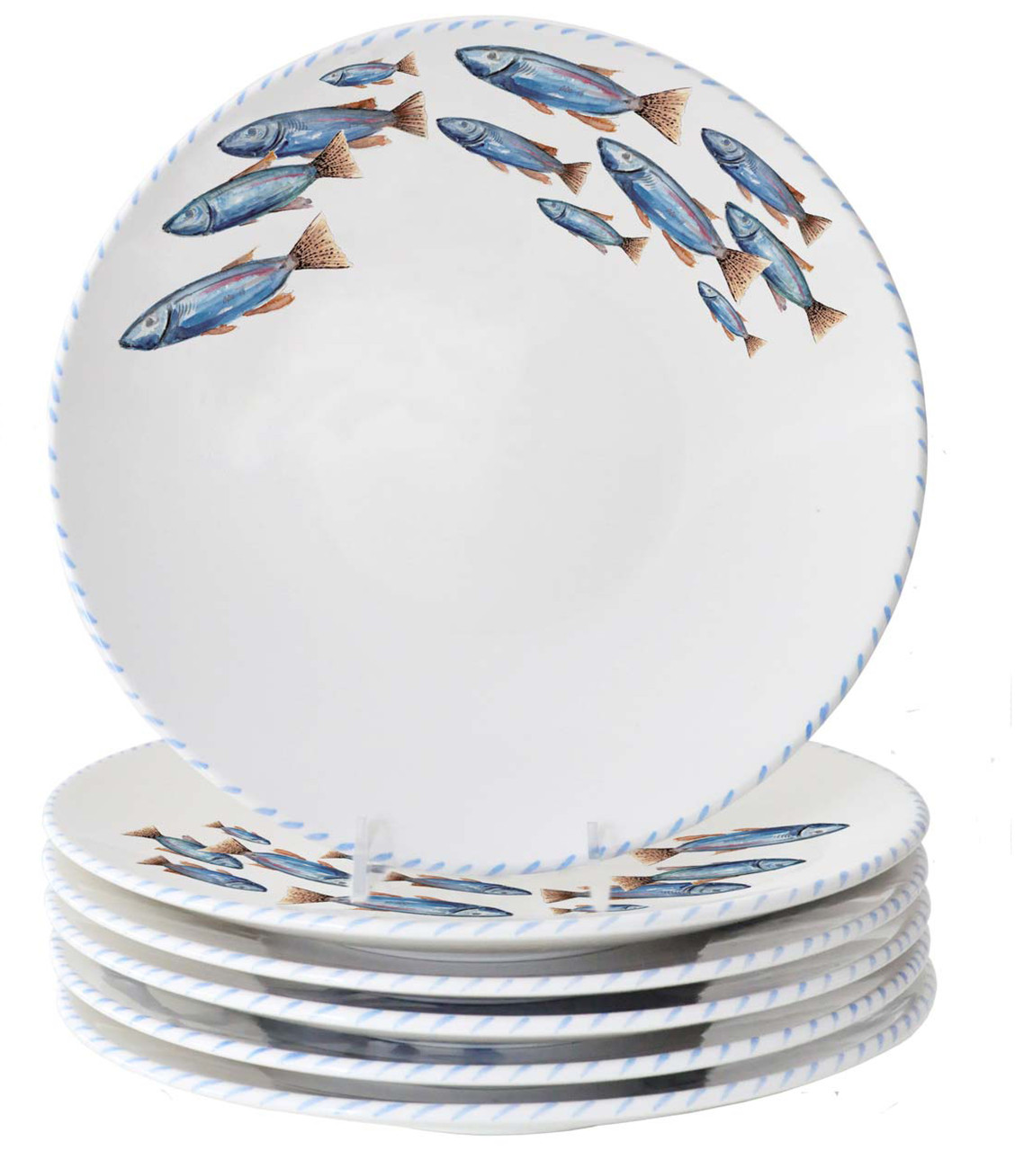 Blue School of Fish Dinner Plates Set of 6