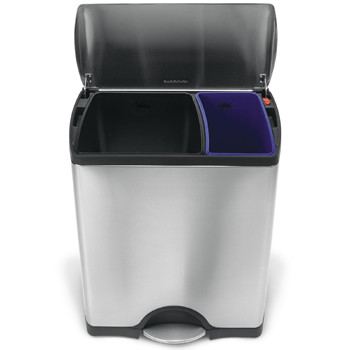 simplehuman Stainless Steel Rectangular Duo Recycle Pedal Bin