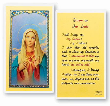 Immaculate Heart of Mary Prayer Laminated Holy Card