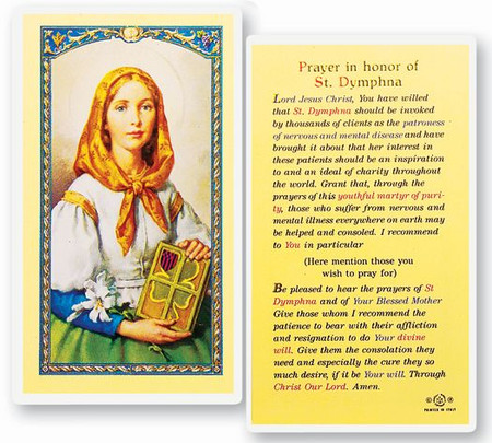 Saint Dymphna Prayer Laminated Holy Card