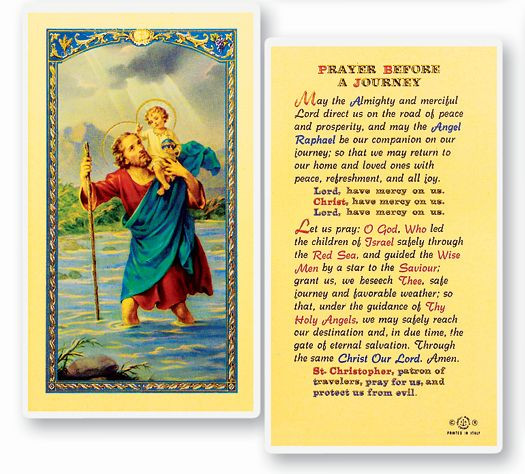 Saint Christopher Prayer Before a Journey Laminated Holy Card