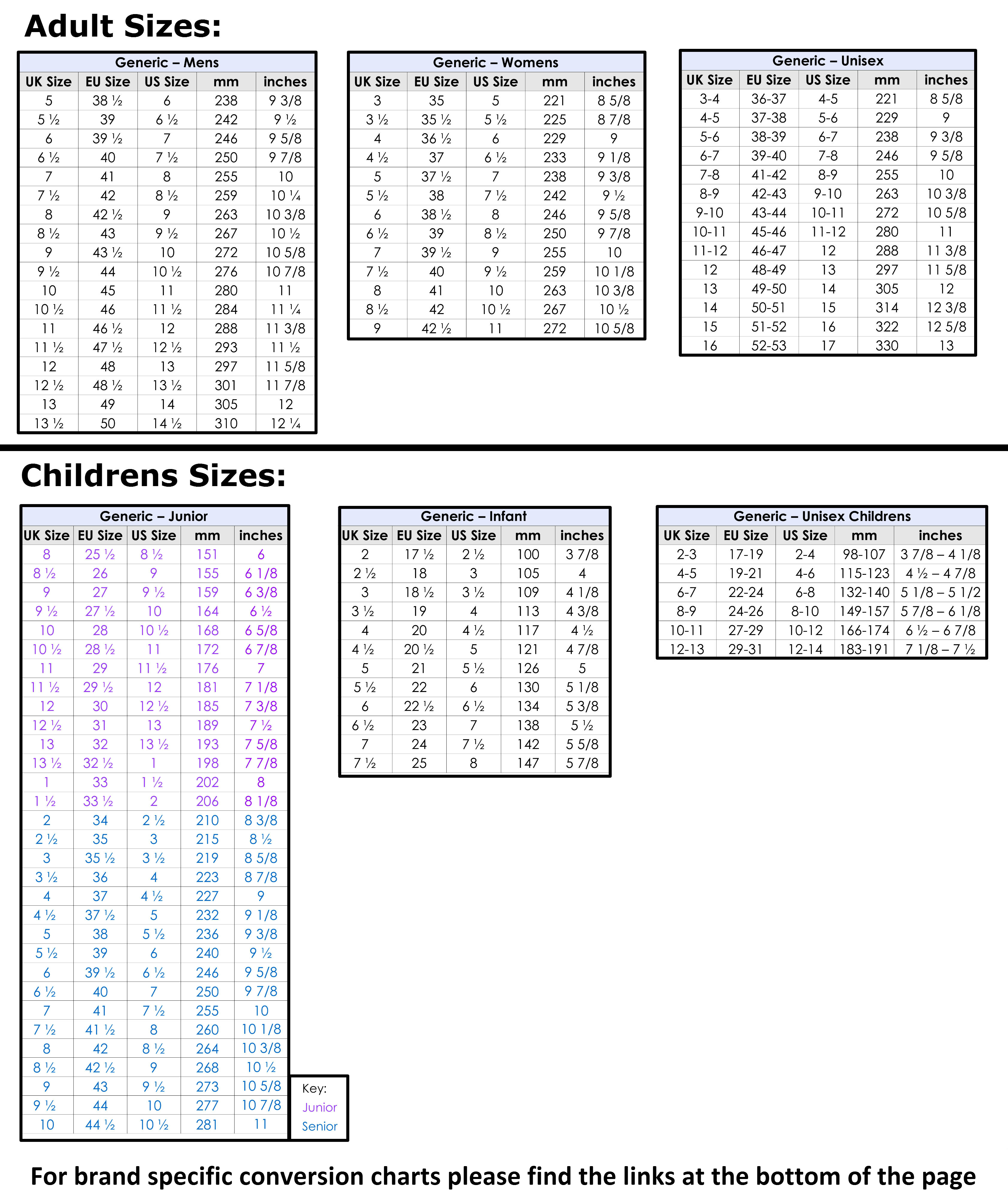 Clarks Printable Shoe Size Chart Uk Printable Templates