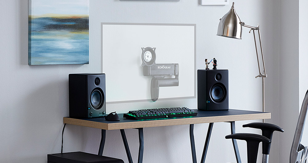 Echogear Single Monitor Computer Wall Mount With Fully Adjustable