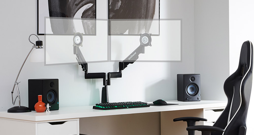 ECHOGEAR Dual Monitor Desk Mount For Gaming & Office Monitors