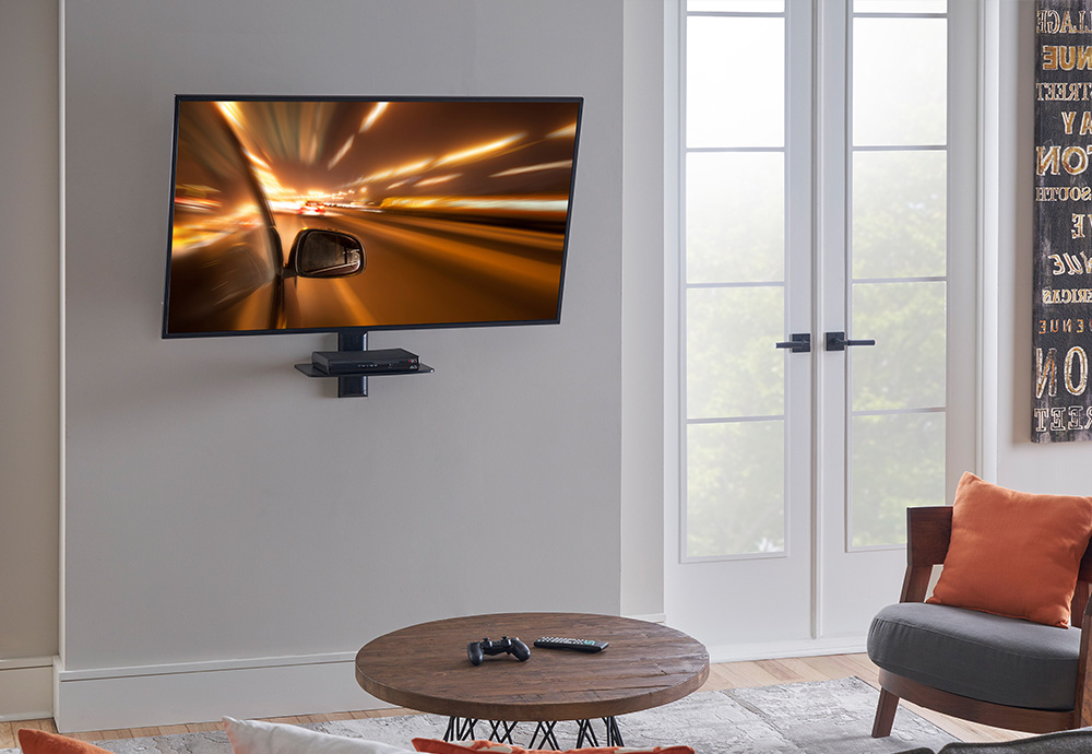 TV Accessories Including Wall-Mounted Shelves Sound Bar Mounts