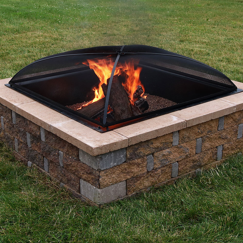 Sunnydaze Square Fire Pit Spark Screen - Outdoor