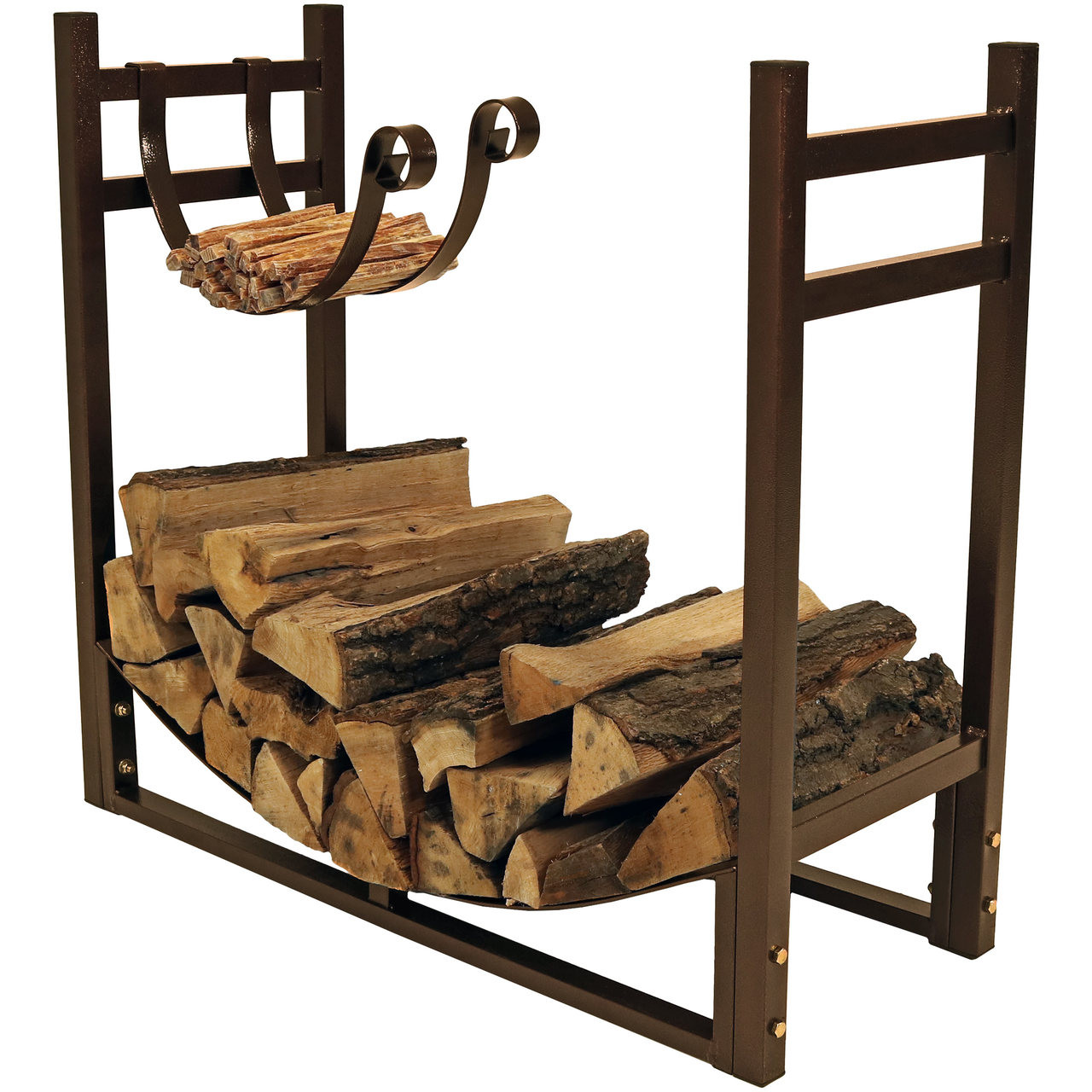 Sunnydaze 33 Inch Firewood Log Rack with Kindling Holder Fire Pits