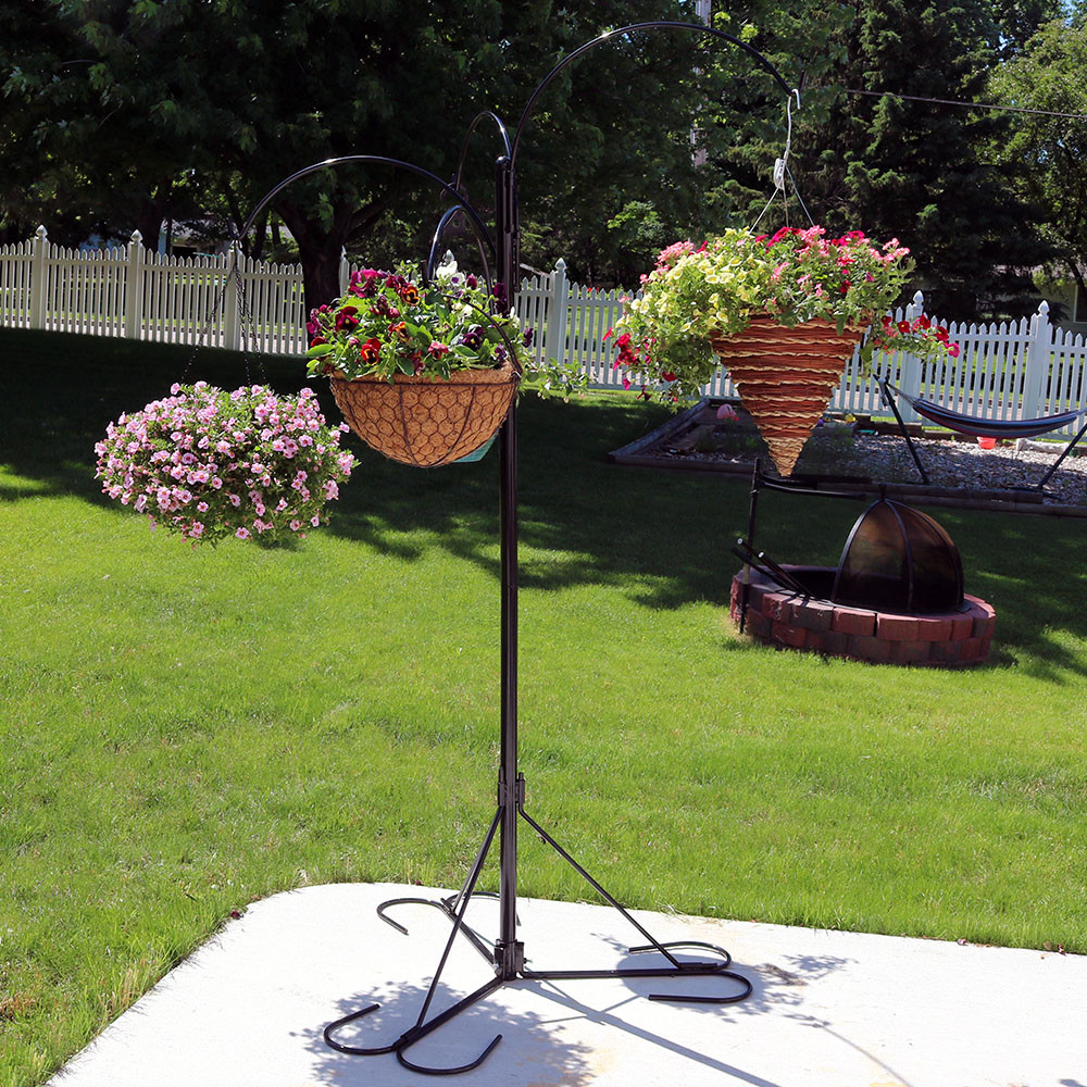 Sunnydaze Four-Arm Hanging Basket Stand, 84” H