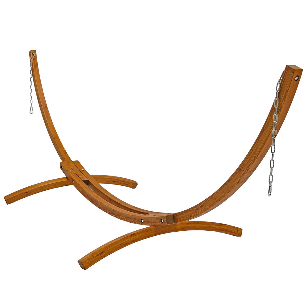Sunnydaze Wood Curved Hammock Stand With Hooks & Chains 12' Wooden Hammock Stand. - Sunnydaze Wood Curved Hammock Stand With Hooks & Chains