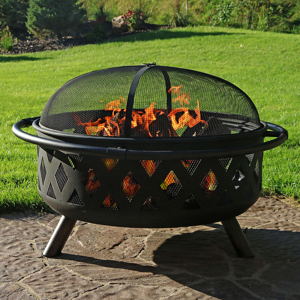 Sunnydaze Black Crossweave Fire Bowl Fire Pit | Fire Pits ...