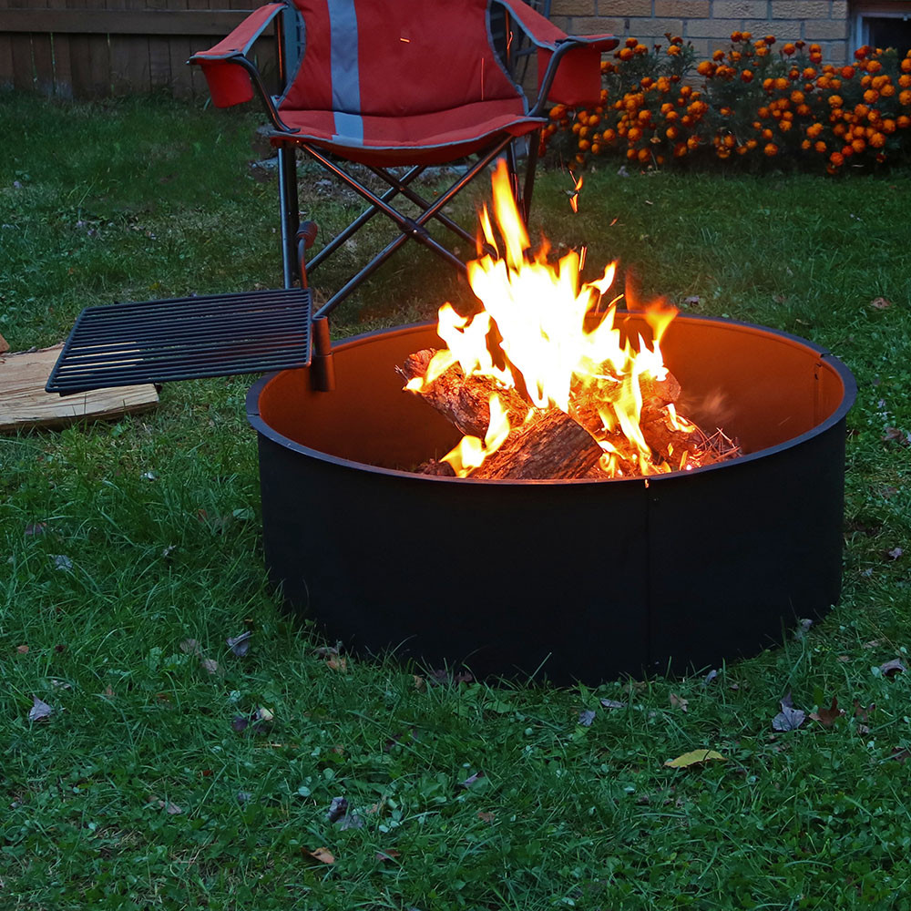 Sunnydaze 36 Inch Diameter Steel Campfire Ring with Sunnydaze 36 Inch Diameter Steel Campfire Ring with