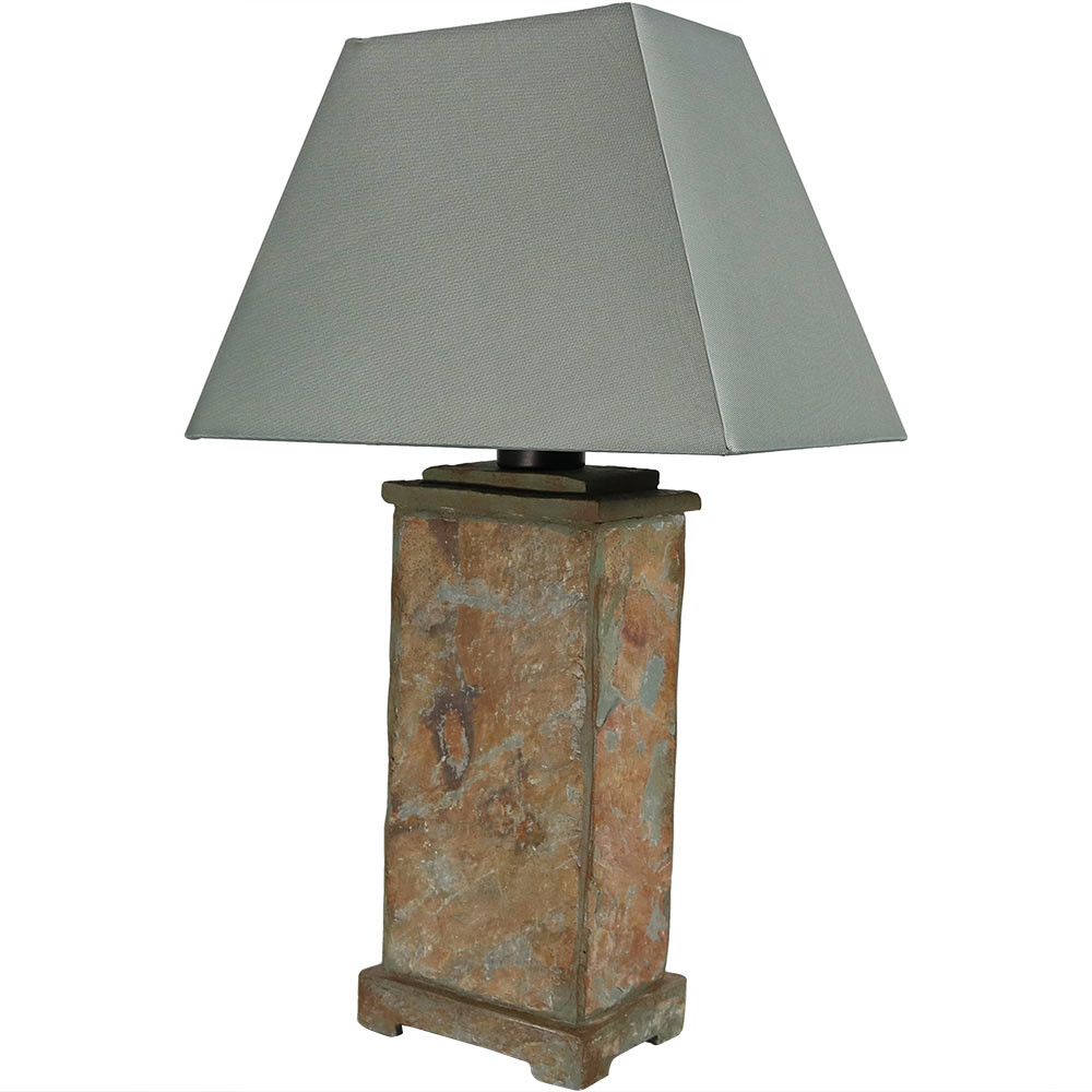 Sunnydaze Indoor/Outdoor Natural Slate Table Lamp, 24 Inch ...