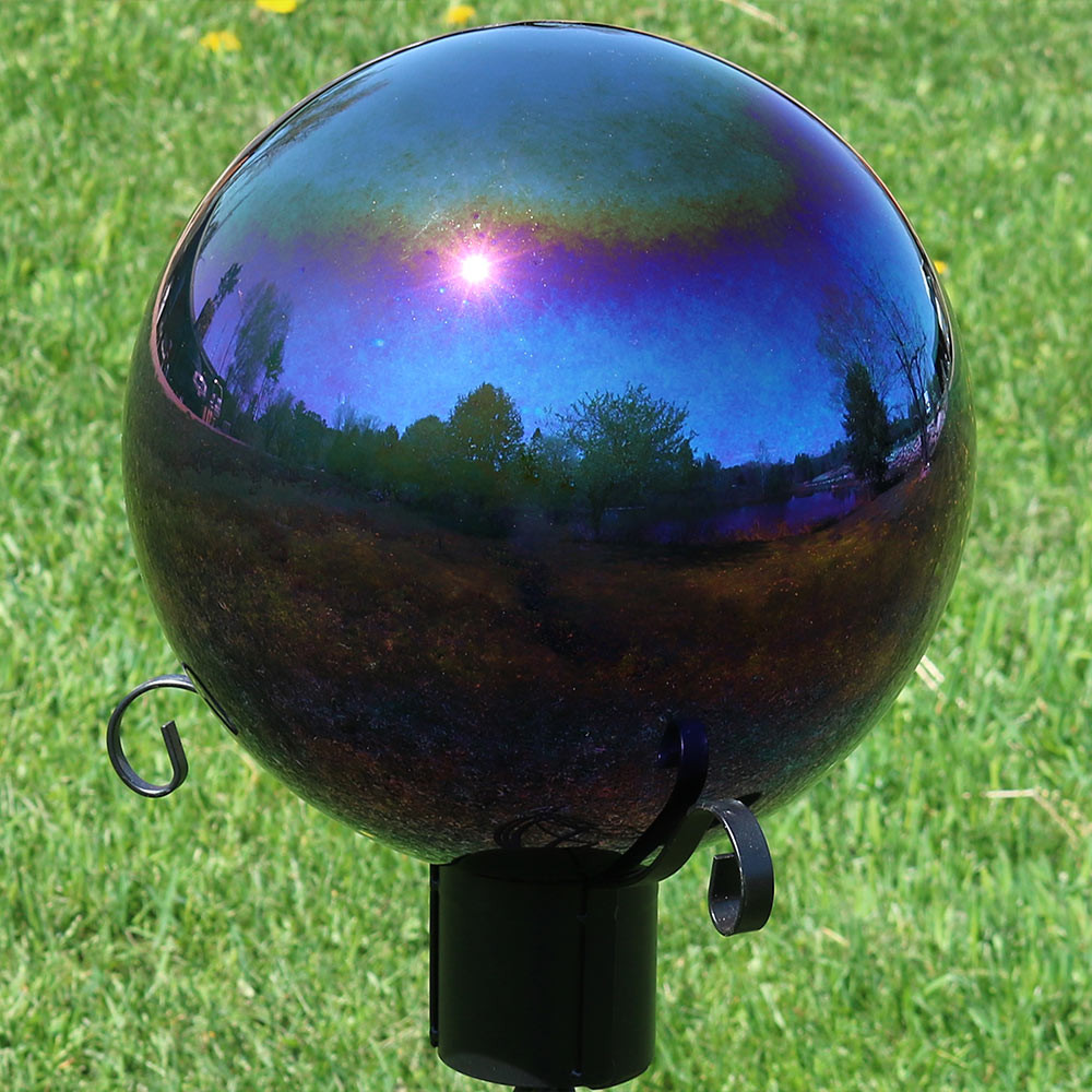 Sunnydaze 10-Inch Glass Gazing Globe Ball with Mirrored Finish, Color