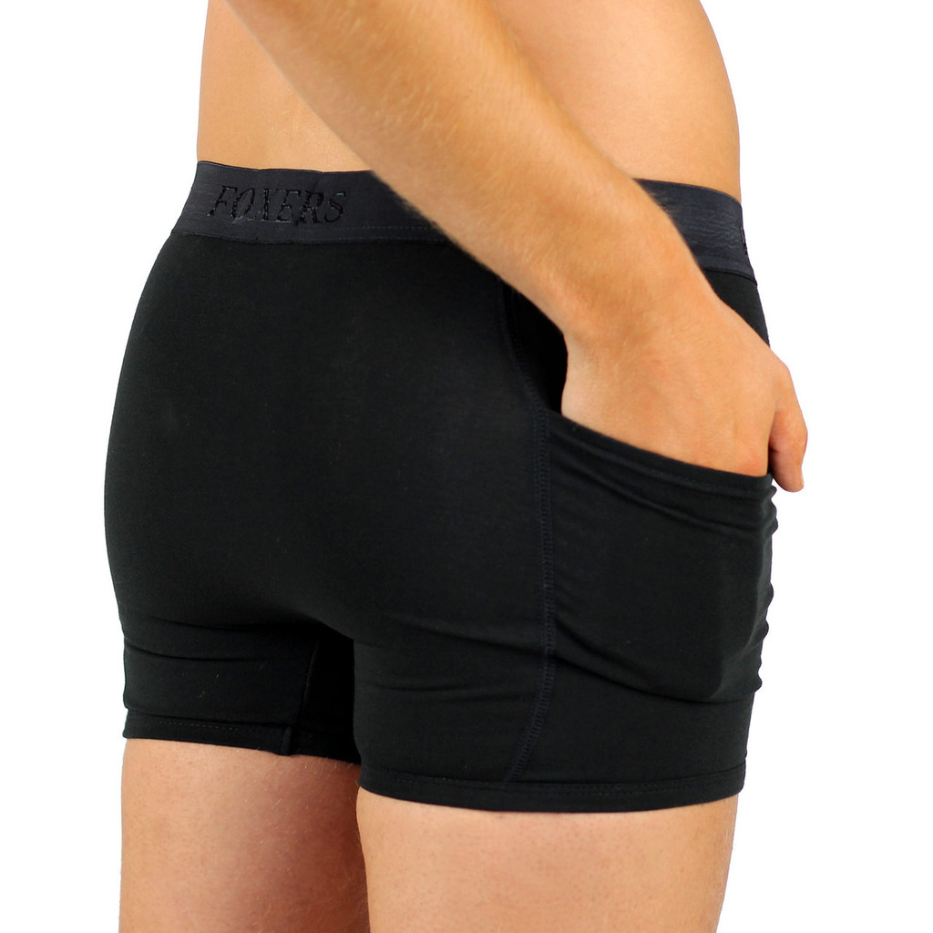 Men's Black Boxer Brief with Logo Band