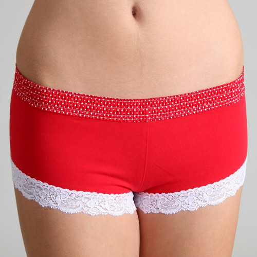 Red Polka Dot over Red Boyshort