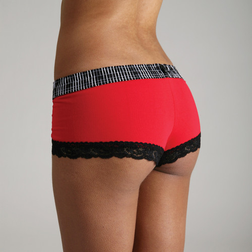 Black Stripe over Red Boyshort