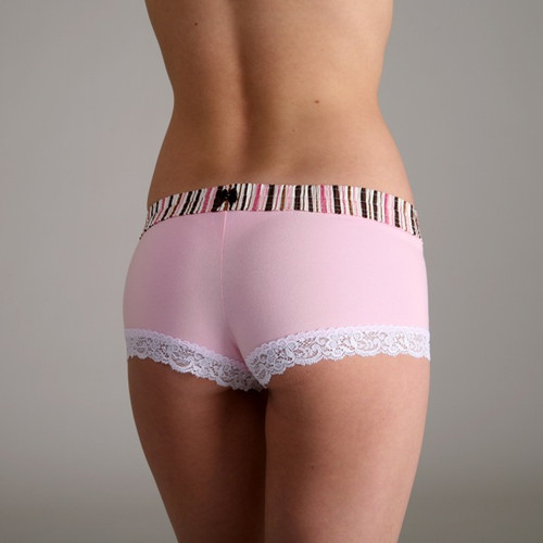 Pink & Brown Stripe over Pink Boyshort