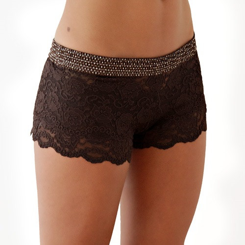 Brown Dot over Brown Lace Boxers (Blue bow)