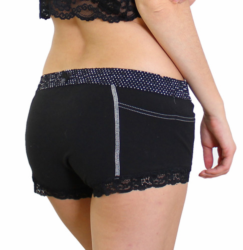 Womens Black Boxers with Pockets