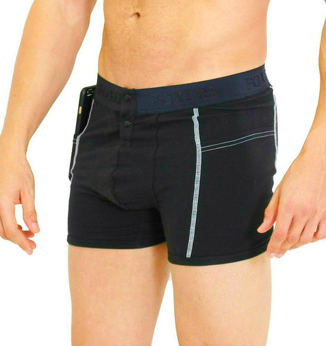 Men's Black Boxer Brief with Logo FOXERS Band