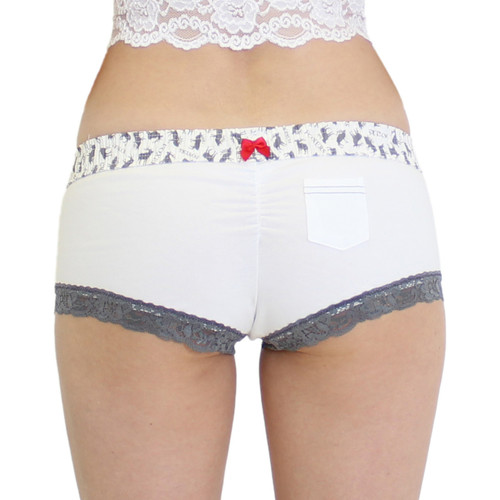 Women's White Boy Short Boxer Briefs
