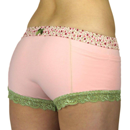 Foxers Pink Posies Boxers Briefs with pockets and a bow in the back