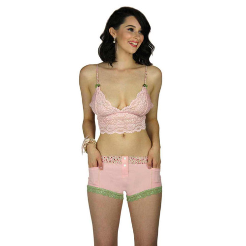 Boxer Brief Pink Panties and Matching Lace Cami