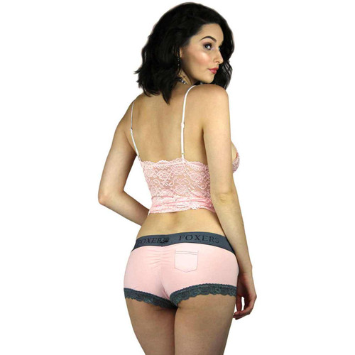 Pink Cotton Boyshort Panties | Foxers Logo Waistband