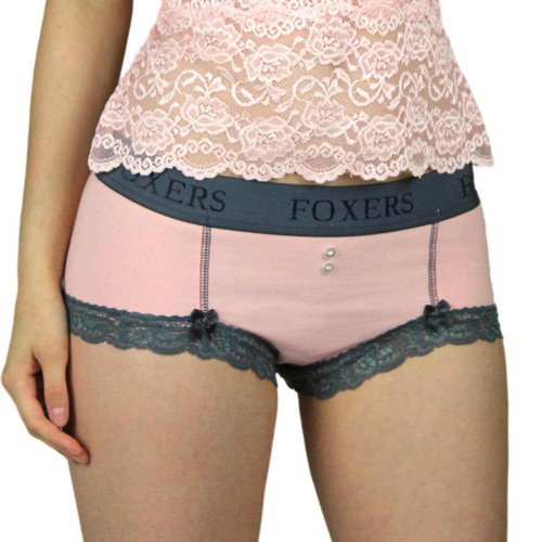 Pink Cotton Boyshort Panties with Foxers Logo Waistband