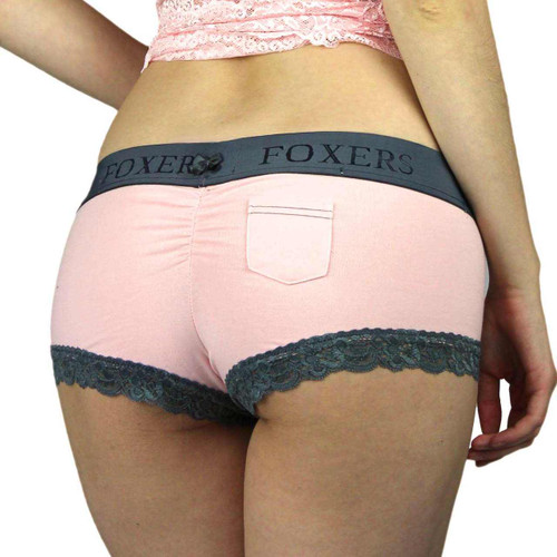Pink Boyshort Panties with Chargray Foxers Logo Waistband