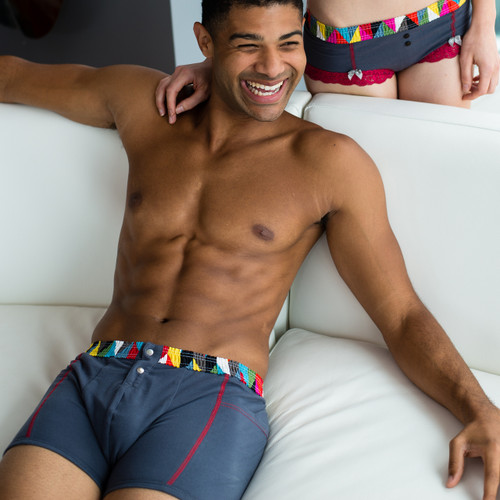 Men's Charcoal Gray Boxer Brief Kaleidoscope FOXERS Band