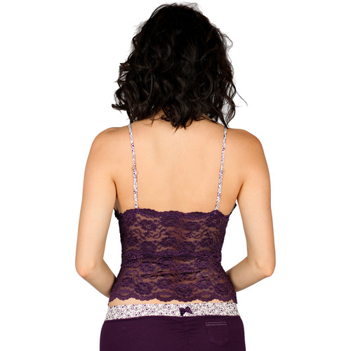 Waist Length Plum Lace Camisole with Adjustable Straps