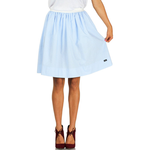 Light Blue Polka Dot Skirt With Pockets