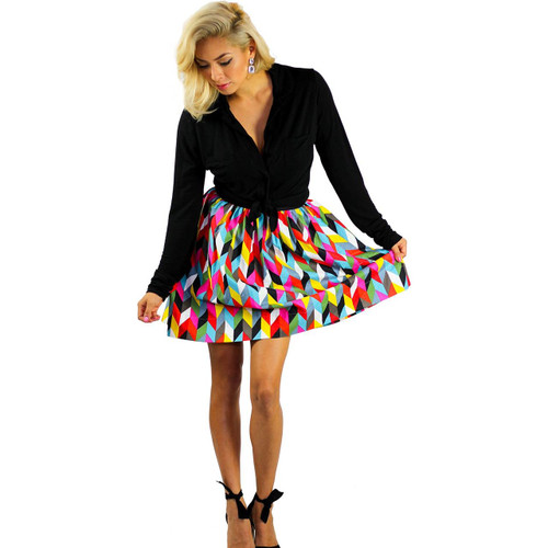 Kaleidoscope Print Skirt With Pockets