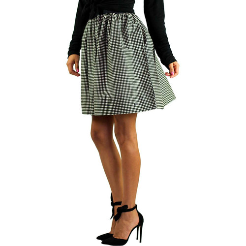 Black & White Checkered Plaid Flannel Skirt With Pockets