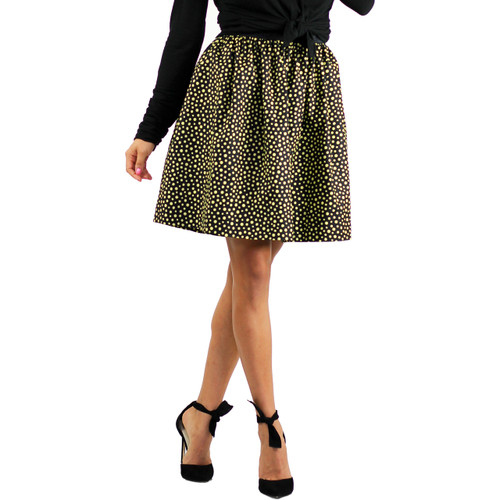 Black & Yellow Polka Dot Print Skirt With Pockets (Copy of FXSKT-141)