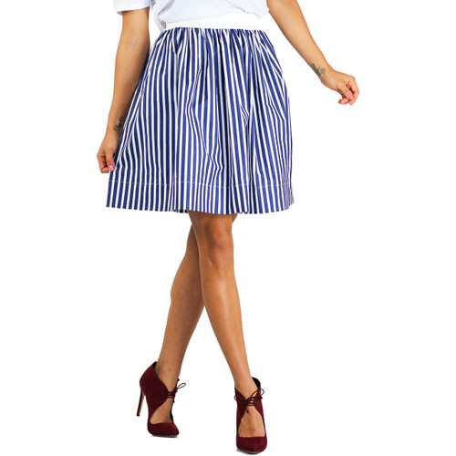 Navy Blue Striped Skirt With Pockets (FXSKT-24)