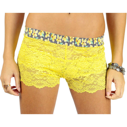 Sunshine Yellow Lace Boxer | Posies Print Band