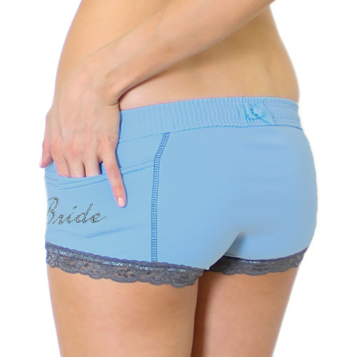 Something Blue Women's Boxer Briefs with "Bride" Monogram on the pocket