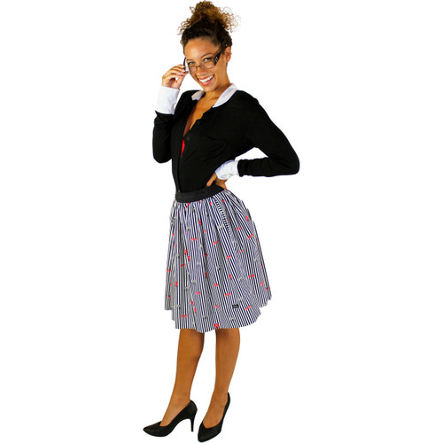 Stripes & Bows Skirt with Hidden Pockets
