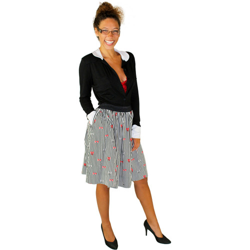 Stripes & Bows Skirt with Hidden Pockets