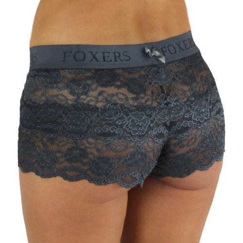 USA Made Chargray Lace Boxer with FOXERS Logo Elastic band