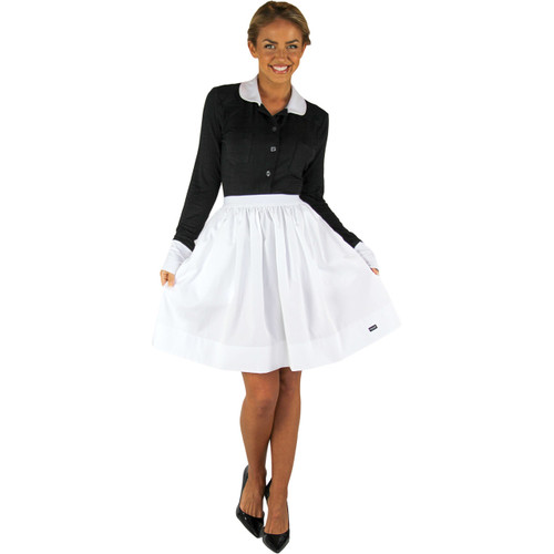 Chic White Cotton Skirt With Pockets