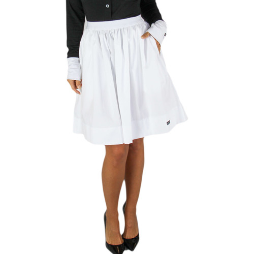 Chic White Cotton Skirt With Pockets