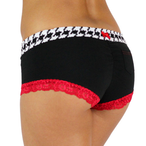 Black Boyshort with Houndstooth FOXERS Band