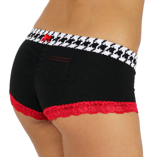 Black Boyshort with Houndstooth FOXERS Band (FXBOY-0181)