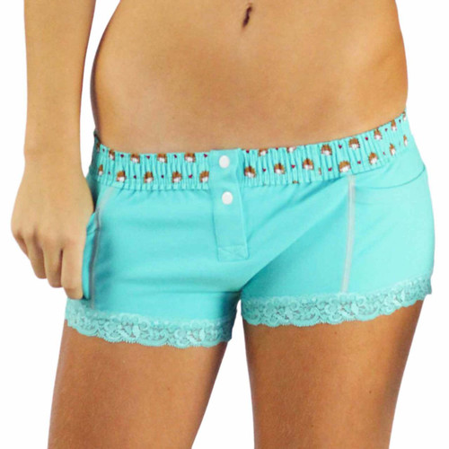 Turquoise Women's Boxer Briefs with Hedgehog Band