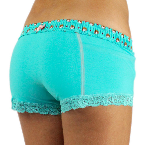 Turquoise Women's Boxer Briefs with Hedgehog Band