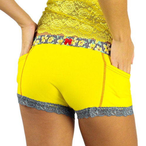 Sunshine Yellow Boxers Briefs | Posies Print Band