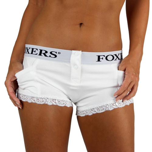 White Boxer Briefs for women with pockets on both sides!